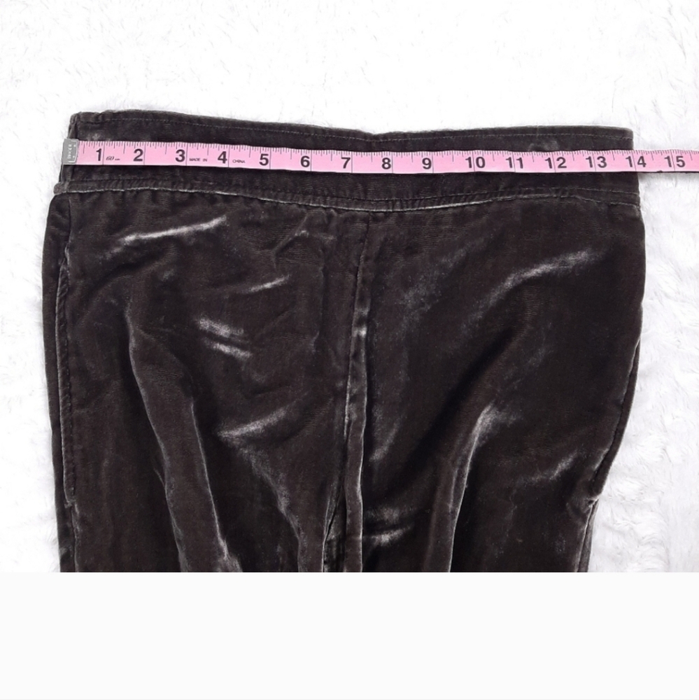Madewell Velvet Pull On Pants silk blend crop wide leg elastic waist dark gray - Picture 3 of 8